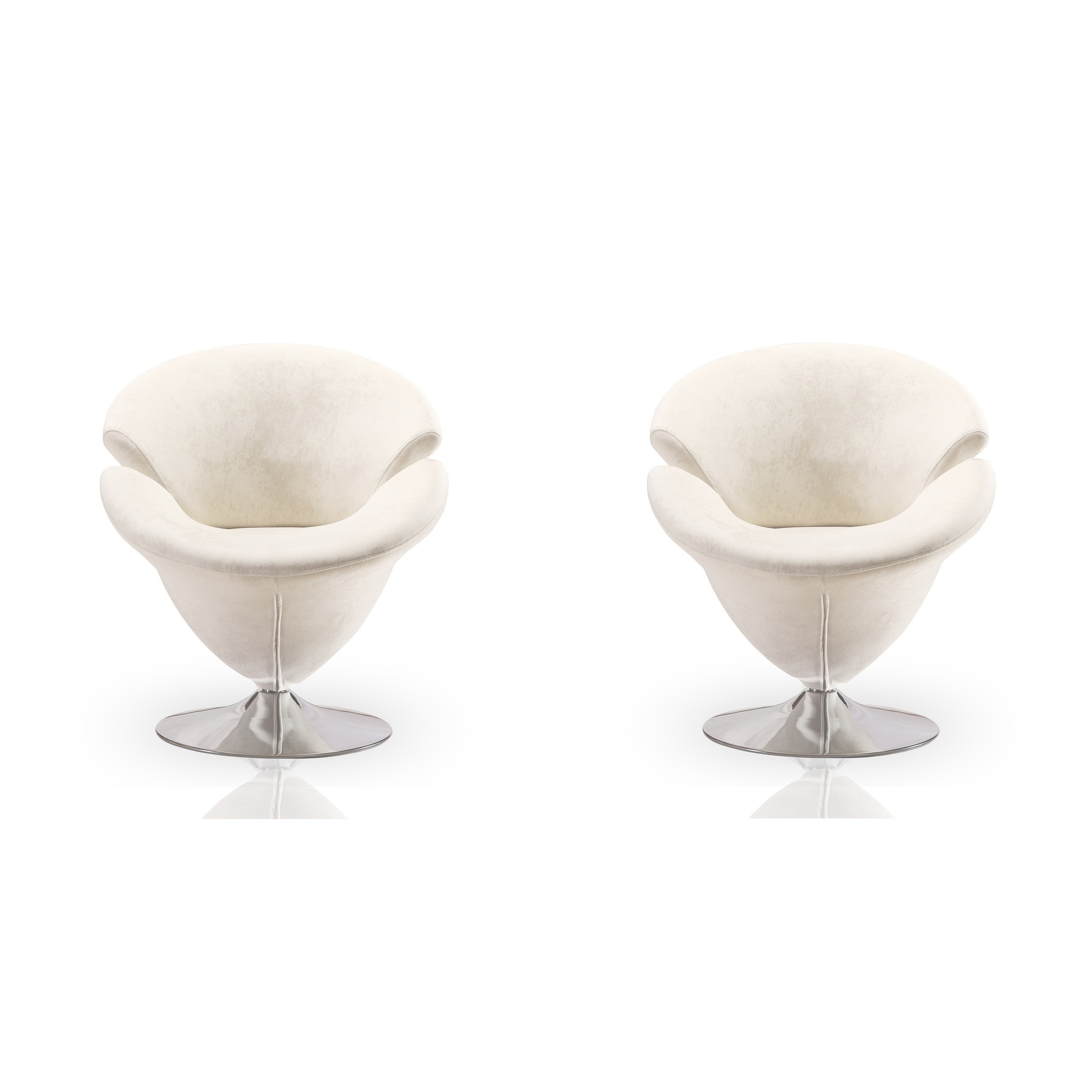 Manhattan Comfort, Tulip White Velvet Swivel Accent Chair 2 Set, Primary Color White, Included (qty.) 2 Model# 2-AC029